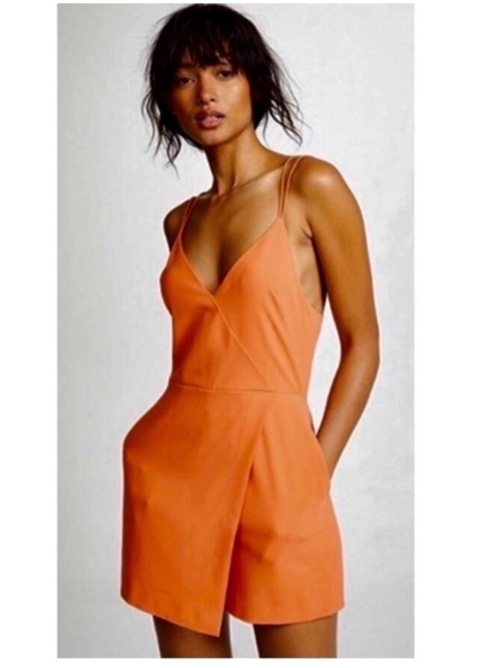 Alice + Olivia Emery orange romper